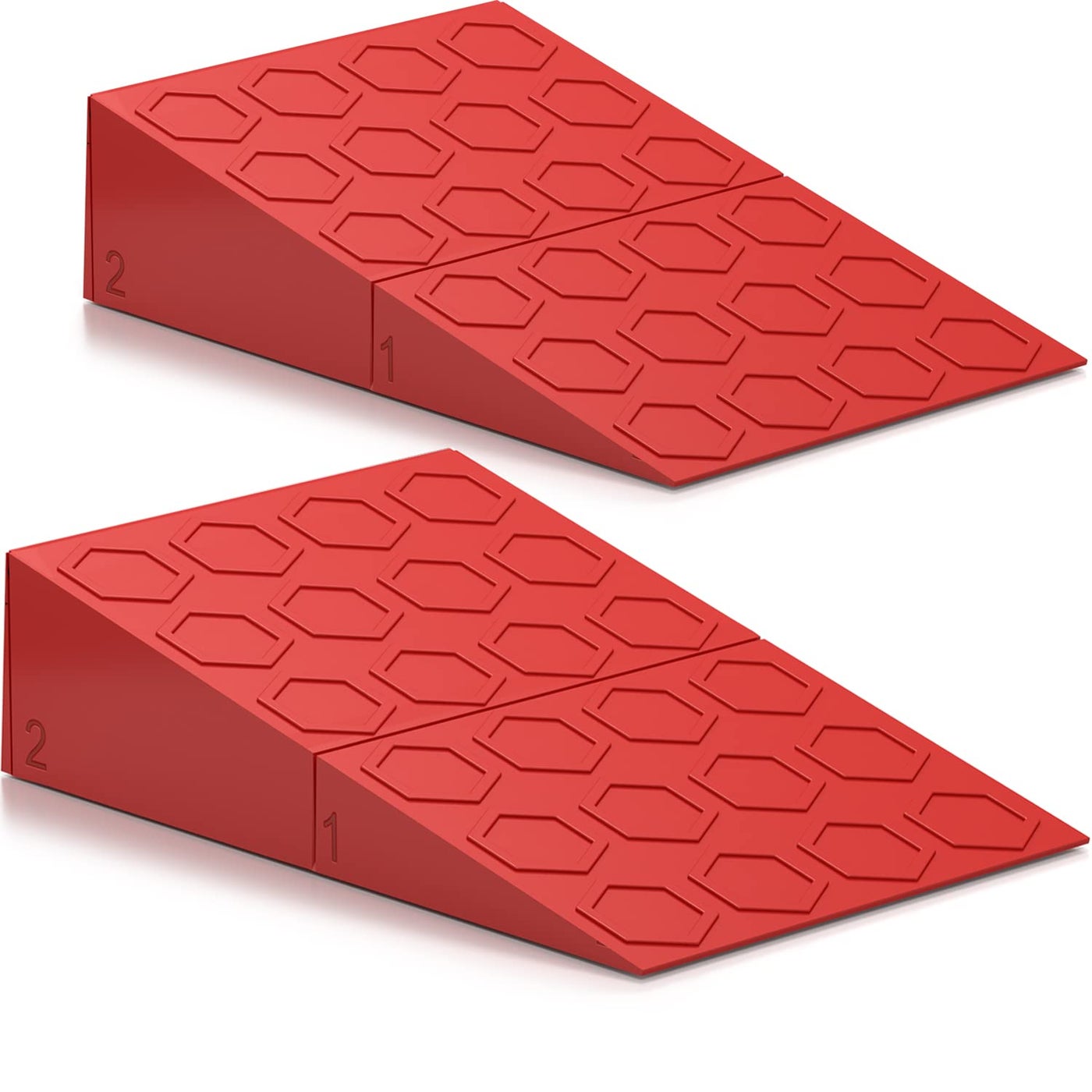 Squat Wedge (Pair) - Optimize Squatting Form and Improve Strength & Size - Squat Ramp for Better Squats Mechanics for Barbell, Dumbbell and Bodyweight (Red)